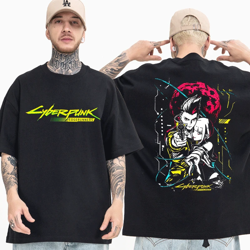 

Japanese Anime Cyberpunk Edgerunners David Martinez Lucy Graphic Print T Shirt Men's Oversized Cotton Short Sleeve T-shirts Tops