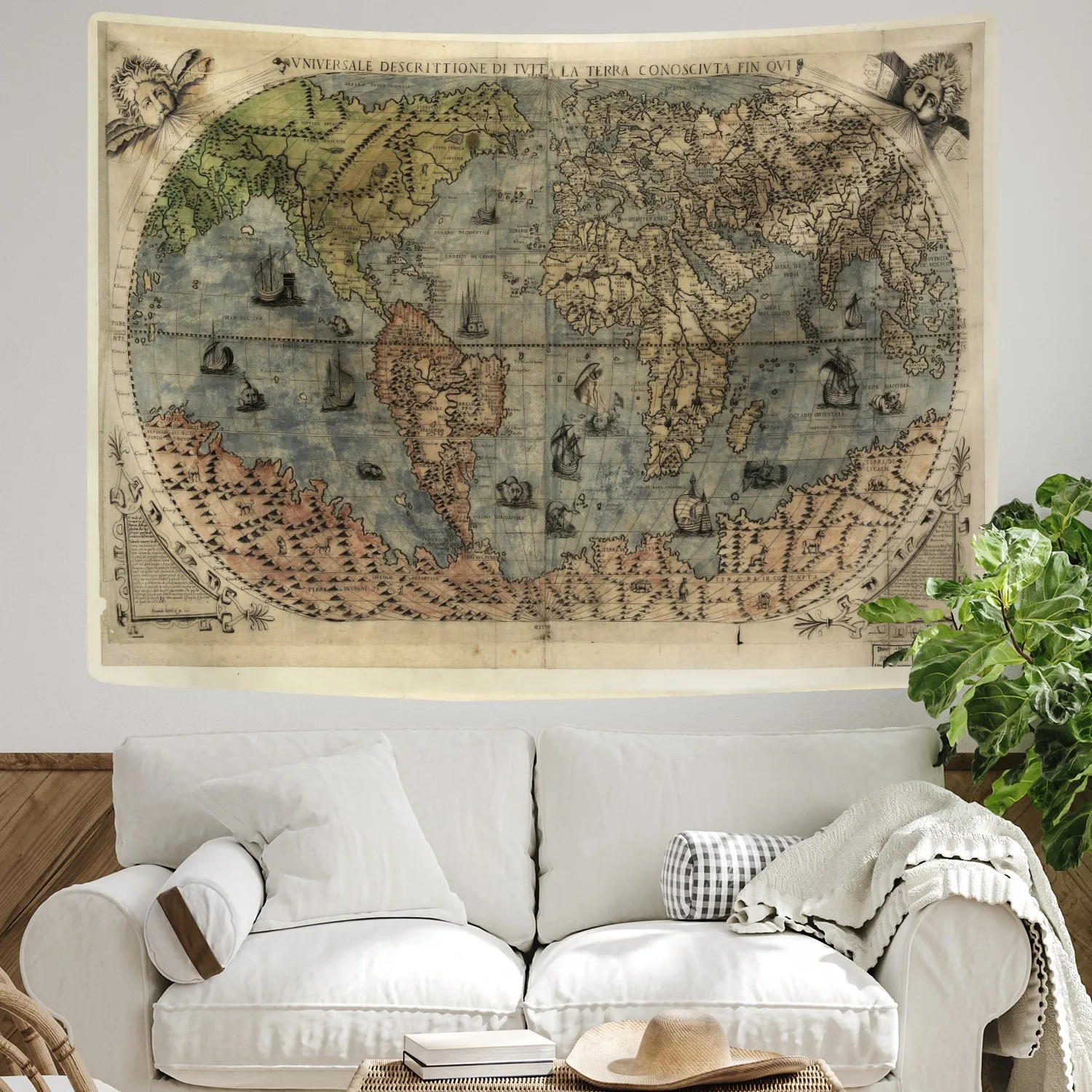 Лидер продаж в скандинавском стиле гобелен с картой мира цифровой печатью для