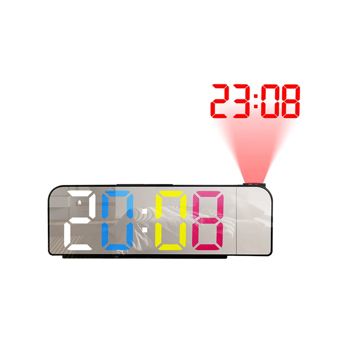 

180° Rotation Projection Alarm Clock 12/24H LED Digital Clock USB Charge Ceiling Projector Alarm Clock (Multicolor G)