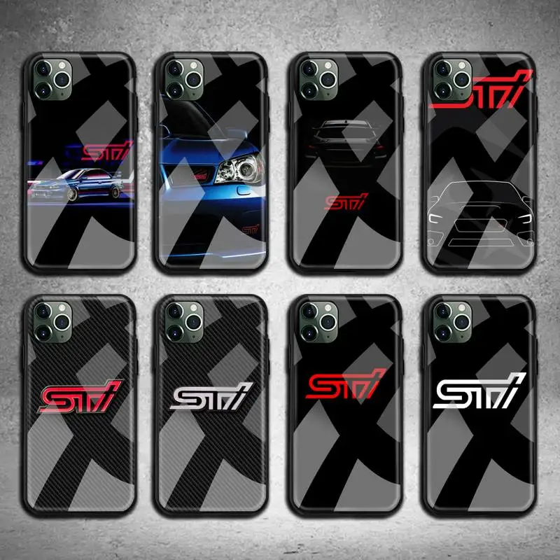 

car WRX Sti Logo Phone Case Tempered Glass For iPhone 13 12 11 Pro Mini XR XS MAX 8 X 7 6S 6 Plus SE 2020 cover