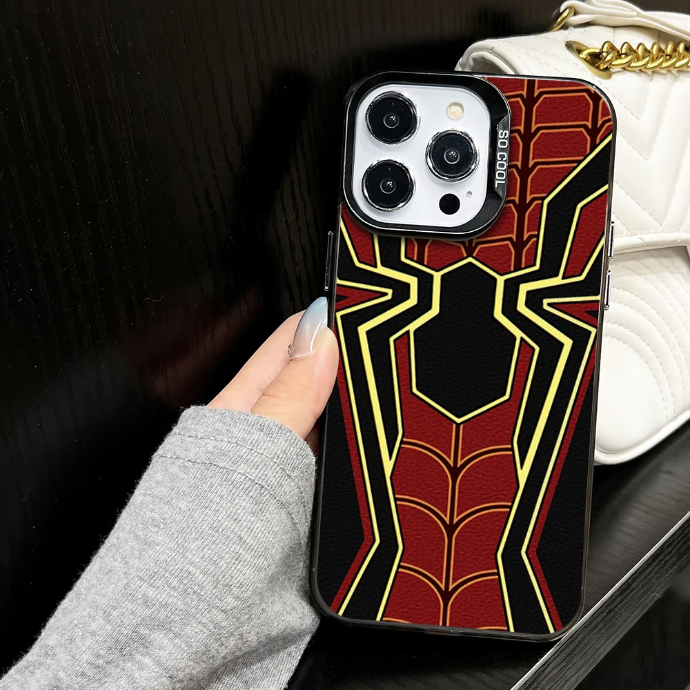 Крутой чехол для телефона MINISO S-Spider M-Man iPhone 16 12 13 14 15 11 Max Pro Plus цветной корпус Laser IMD