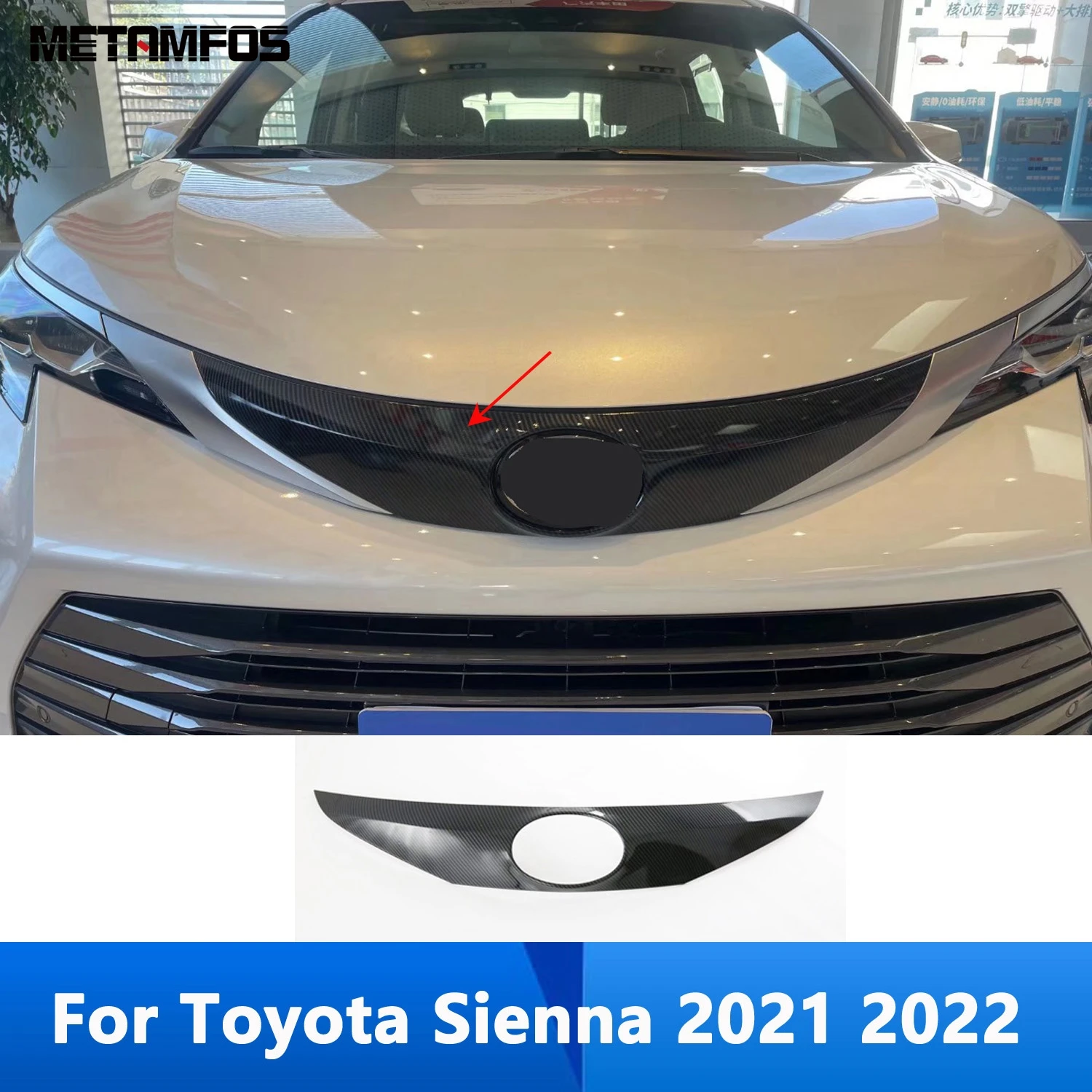 

Для Toyota Sienna 2021 2022 углеродное волокно передний верхний бампер решетка гриль крышка молдинг отделка стикер защита автомобильные аксессуары