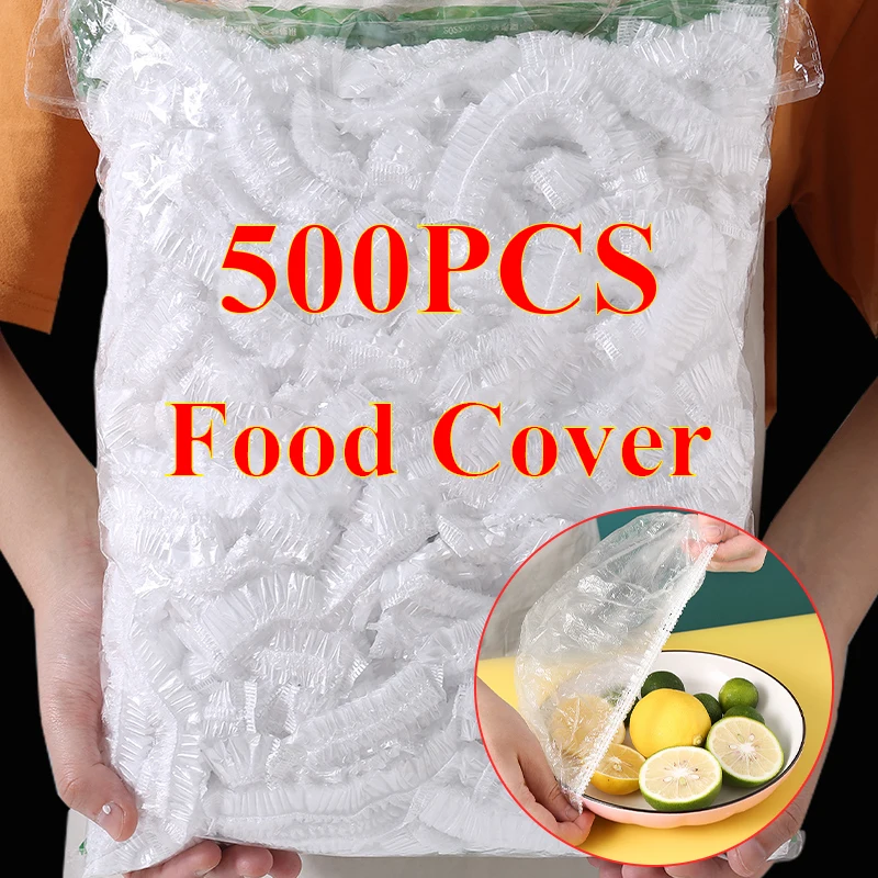 

Disposable Food Cover Plastic Wrap Elastic Food Lids Fruit Bowls Cups Caps Food Fresh SealKitchen Fresh Keeping Saver Bag Dust