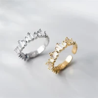 tulx luxury female white crystal stone ring irregular adjustable wedding rings for women trendy geometric zircon engagement ring