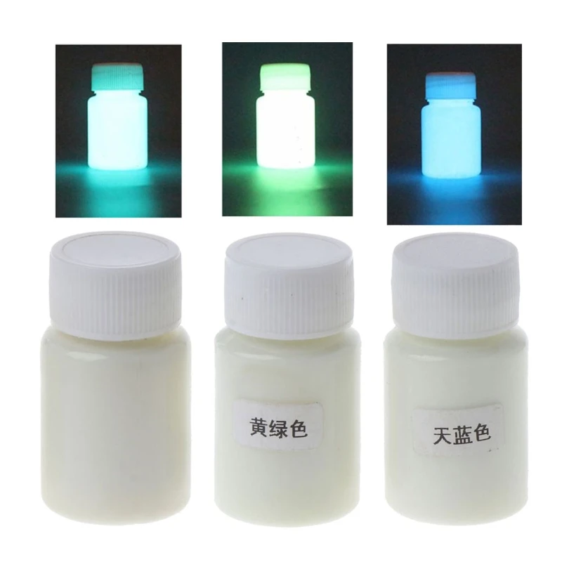 

3 Colors Super Bright Luminous Epoxy Resin Pigment Glow in The Dark Liquid Colorant Body Art UV Body Paint Set Each 15g