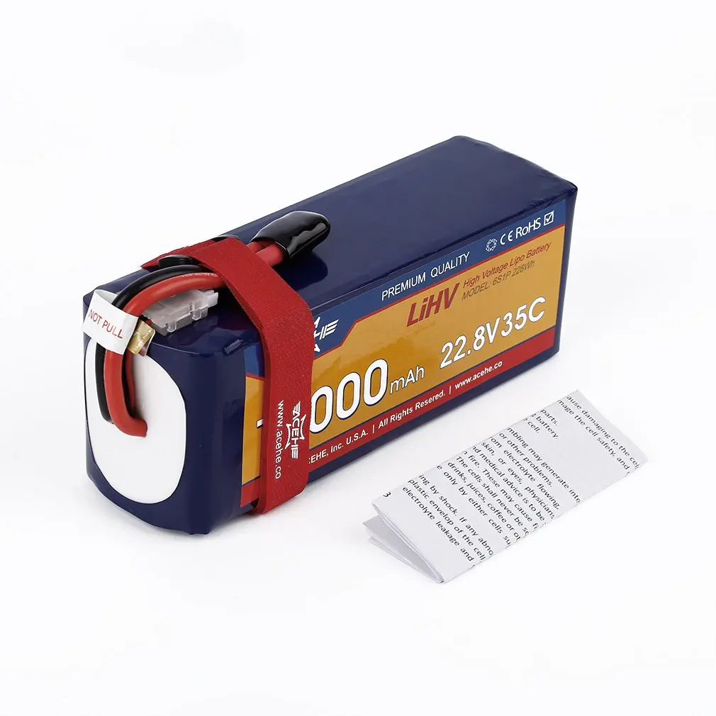 

ACEHE 22.8V 10000mAh 35C 6S1P 228Wh XT60 Plug High Voltage Lipo Battery Exquisitely Designed Durable Gorgeous