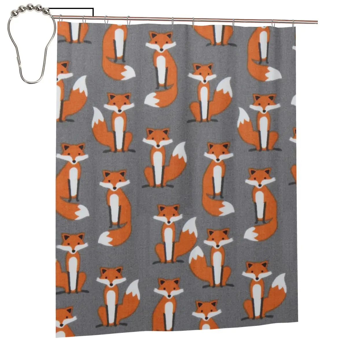 

Grey Fox Animal Shower Curtain for Bathroon Personalized Funny Bath Curtain Set with Iron Hooks Home Decor Gift 60x72in