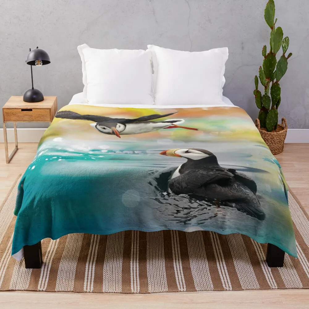 

Puffin Love Throw Blanket cotton sofa throw fashion sofa blankets