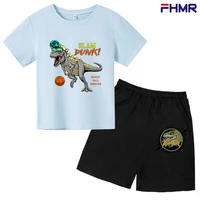 2022 summer t shirt children 2d print dinosaur boy girl cartoon childrens shorts set unisex t shirt shorts pants 2 piece set