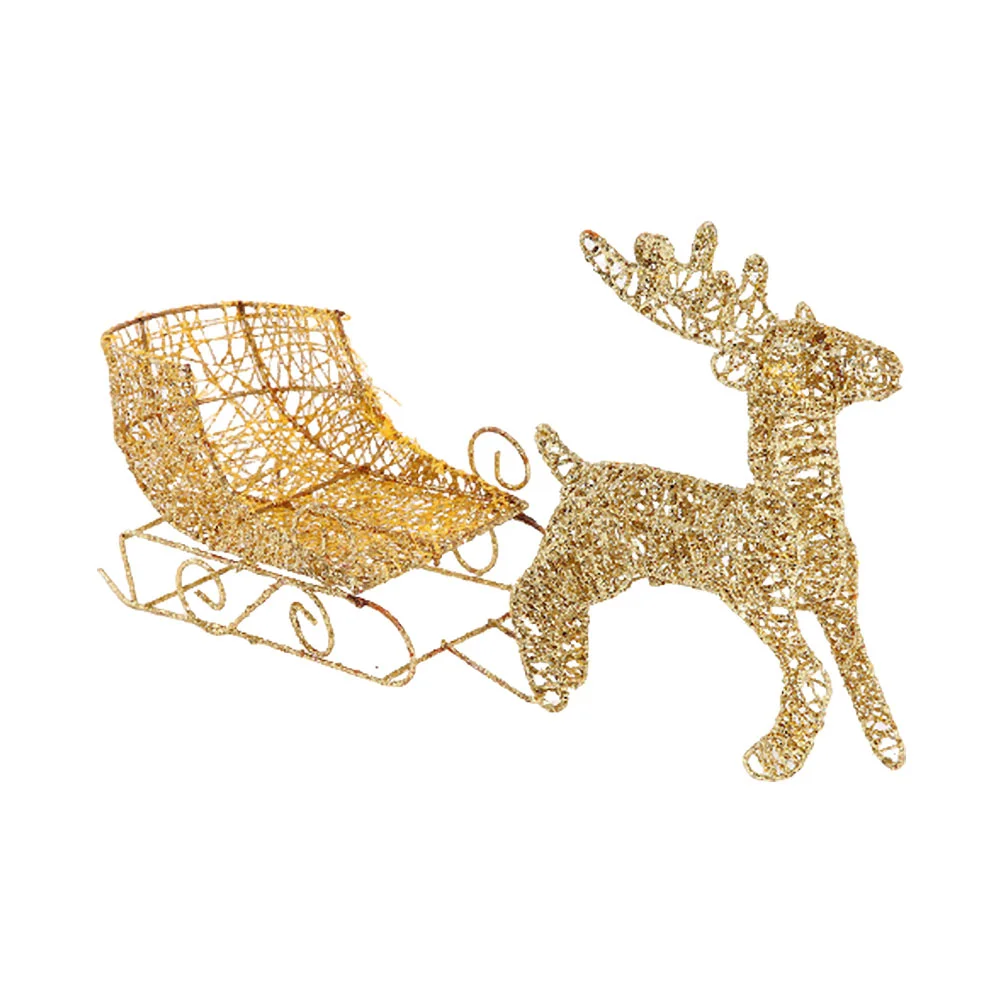 

Christmas Elk Ornaments Adornment Dining Table Decor Sleigh Party Layout Decorative Car Wrought Iron Desktop Mini Figurine