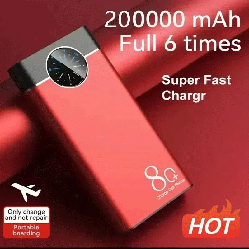 200000 mAh Power Bank Super Fast Chargr PowerBank Портативное зарядное устройство с цифровым дисплеем