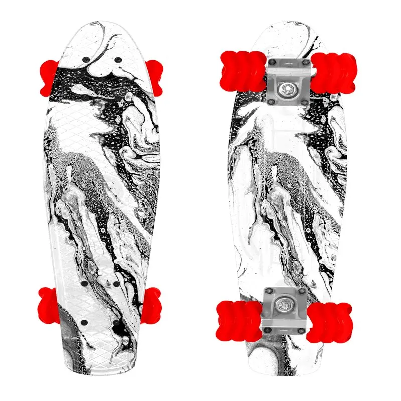 

KaAZM Wheel Skateboard, Black & White Marble