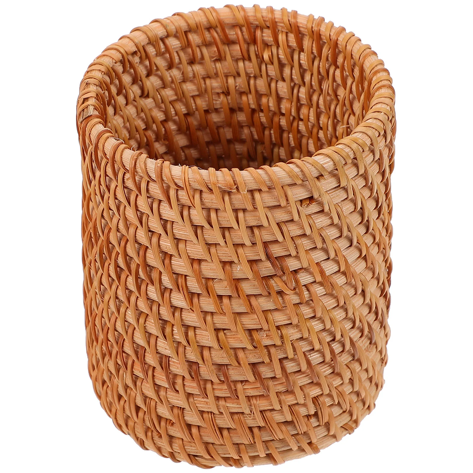 

Holder Pen Woven Desk Rattan Vase Basket Container Cup Makeup Brush Organizer Wicker Desktop Stand Storage Flower Jar Wood