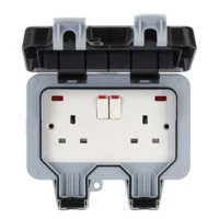 ip66 waterproof 2gang 13a switch socket outlets box european wall sockets and switches electrical screw mp22 n
