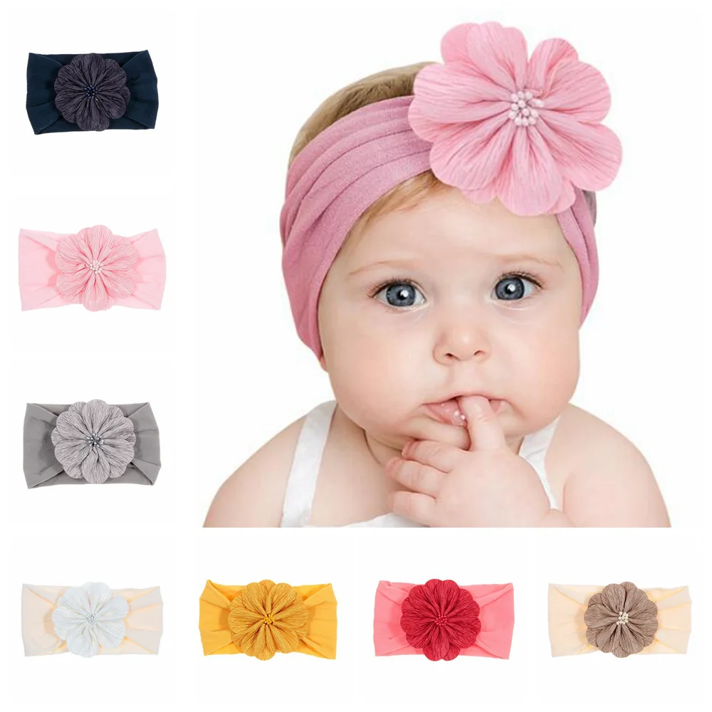 

Cute 1PCS Baby Girls Handmade Flower with Stamen Headband Soft Knot Kids Newborn Toddler Infant Nylon Headwraps Hair Accessories