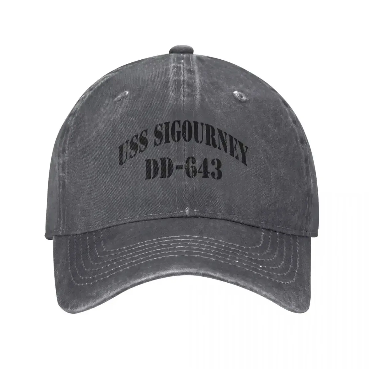 Фото Бейсболка USS Sigourney DD-643 из выстиранного денима, унисекс, винтажная, с эффектом потертости, регулируемая, для активного отдыха и уличного стиля №2