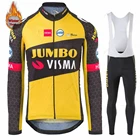 Новое поступление, Джерси для велоспорта Jumbo Visma для команды, Зимняя Теплая Флисовая одежда для велоспорта, комплект велосипедных брюк с нагрудником, одежда для горных велосипедов