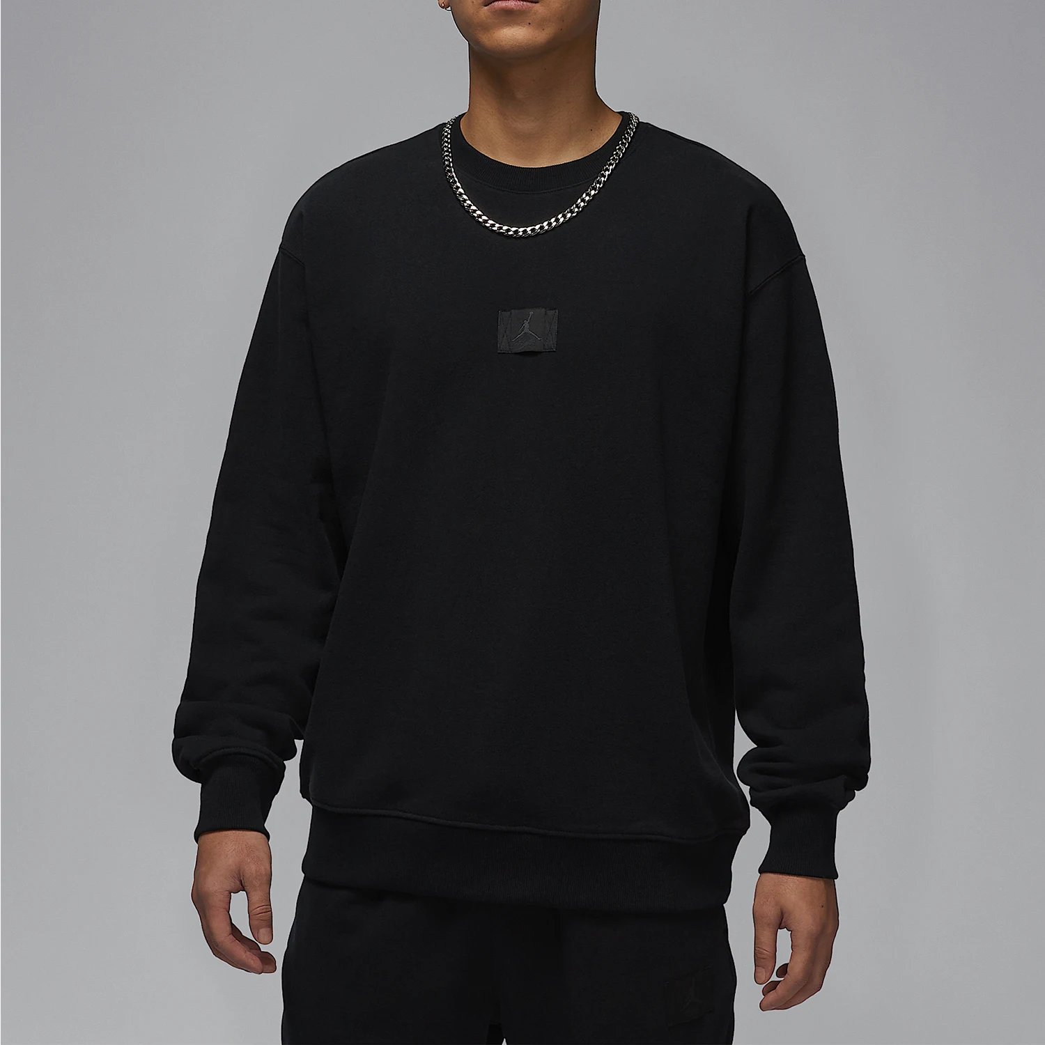 Фото Оригинальная мужская спортивная теплая толстовка Nike JORDAN из тонкого бархата с круглым вырезом FV7260-010 №1