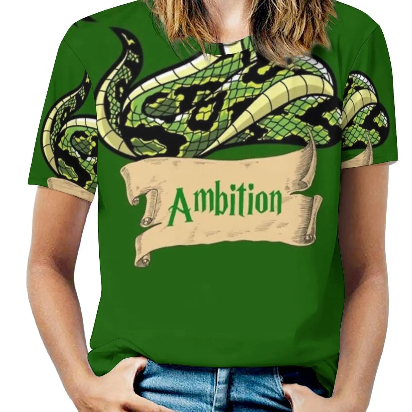 Ambition 14 Women's T-Shirt Summer Fashion Print Floral V-Neck Zipper Tshirt Hollow Pullover Ladies Top Slytherin