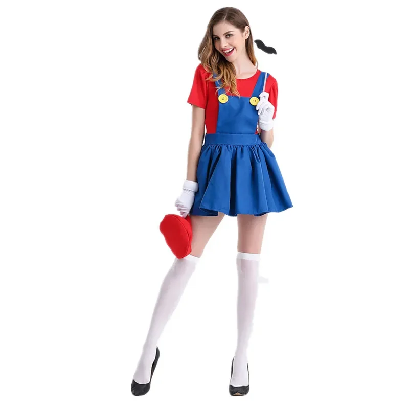 Взрослые funy супер Луиджи братья сантехники косплей костюм юбка шляпа кепки