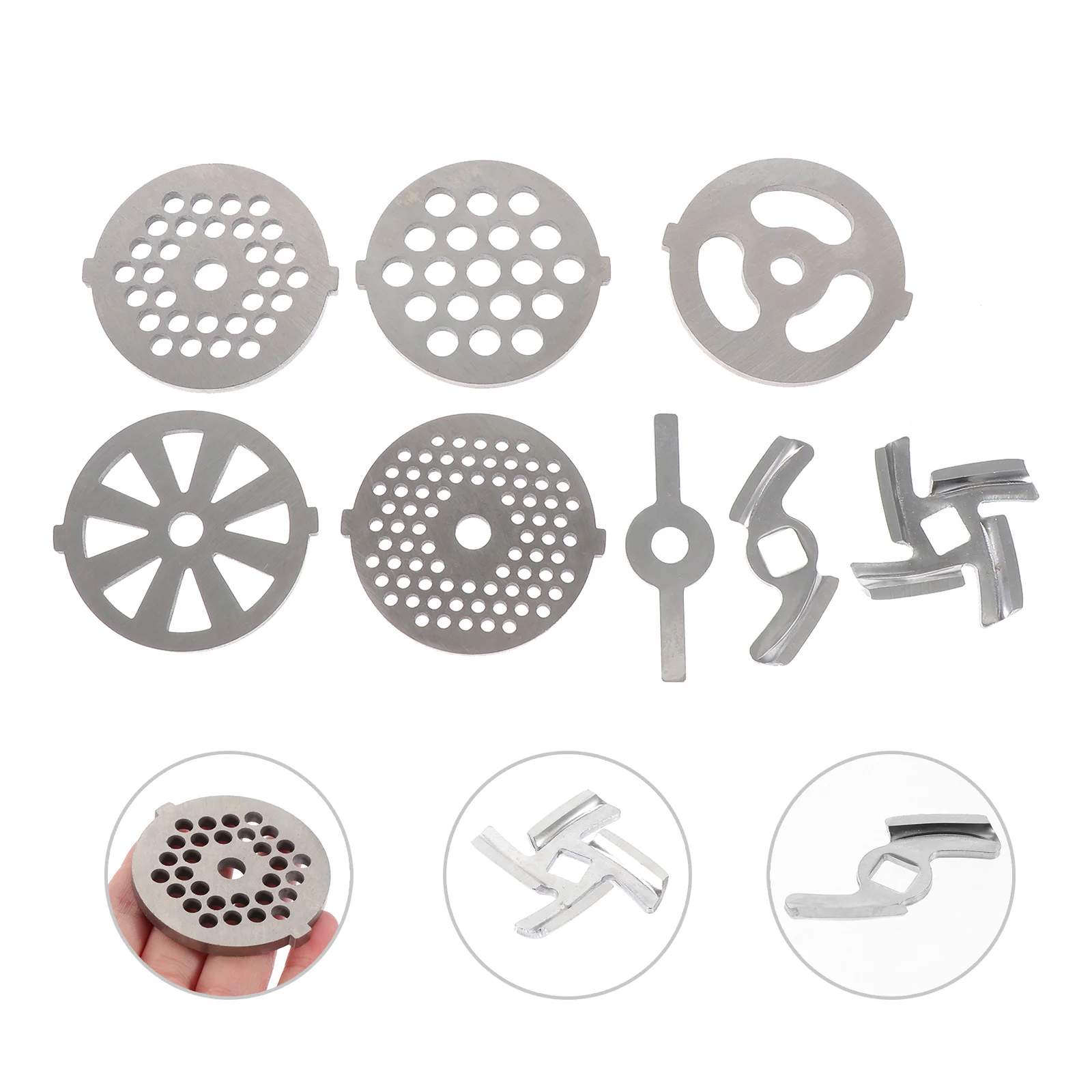 

8 Pcs Meat Grinder Accessories Electric Mincer Plate Hand Cutting Grinding Machine Parts Metal Mixer Blades