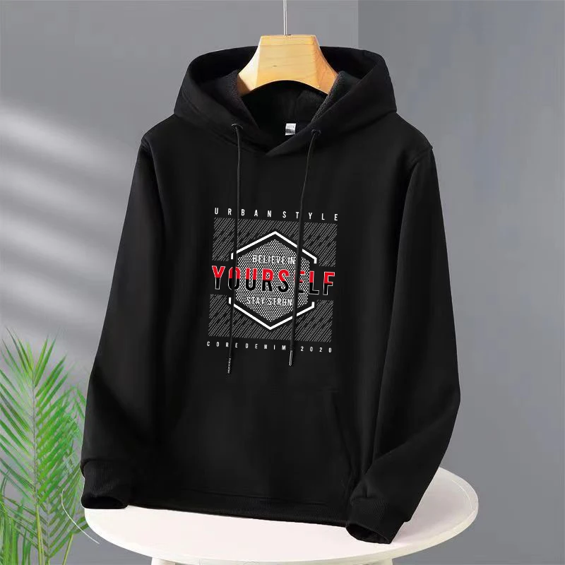 

Your Self Letter Funny Prints Hoodies Women Autumn Warm Sweatshirt Fleece All-Match Clothes Pocket Oversized Pullover Hoodie