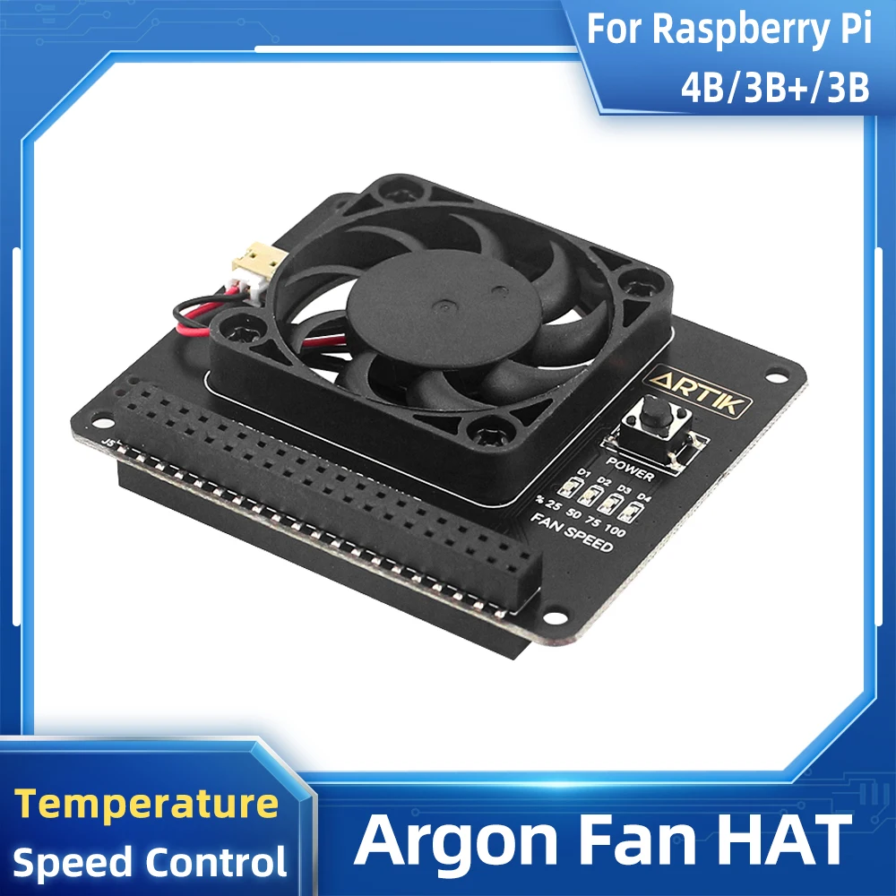 Argon FAN HAT for Raspberry Pi 4B 3B+ 3B PWM Software Control Fan Function Power Button Fit for Argon NEO Case for Pi 4