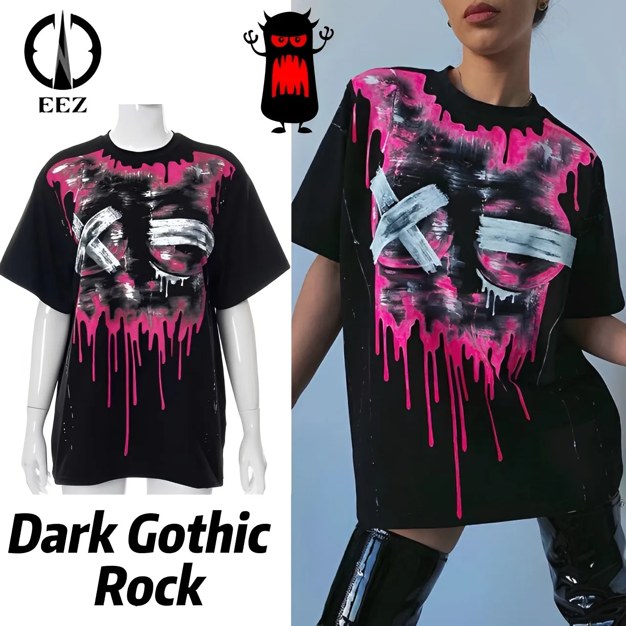 

Japanese O Neck Graffiti Printed T Shirt Women Loose Casual Short Sleeve Graphic Black Tee Men Summer Trendy Oversized Y2k Tops