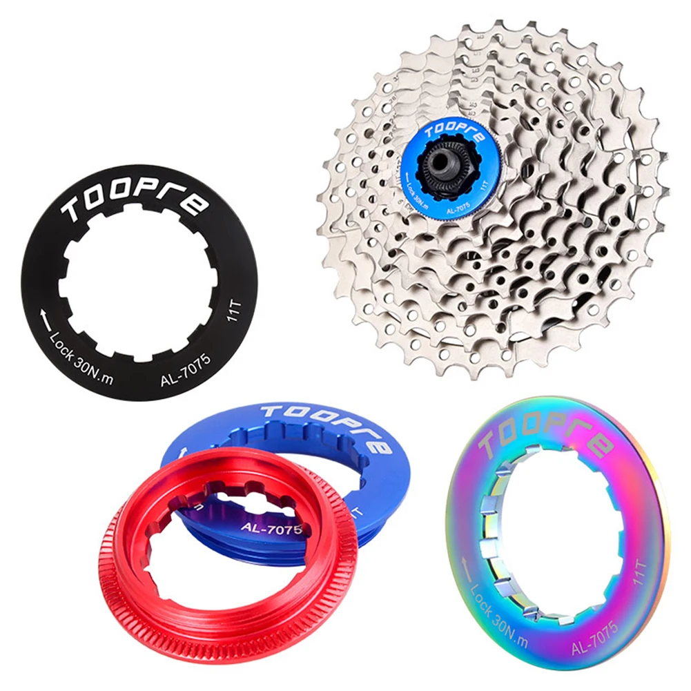 

TOOPRE 11T Cassette Flywheel Lock Cover Aluminum Alloy MTB Road Bicycle Bike Freewheel Locks Ring Cap Fixing Bolt Screws Cycling