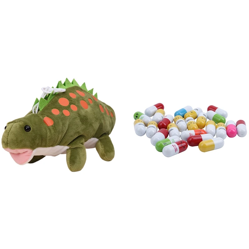 

24Pcs Vitamin Pill Ballpoint Pen, Novelty Retractable Gift Ball Pen With Dinosaur Students Pencil Case Pen Bag