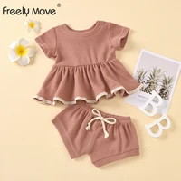 freely move fashion kids clothes set toddler baby fashion girl pattern casual tops shorts 2pcs baby girls clothing outfit