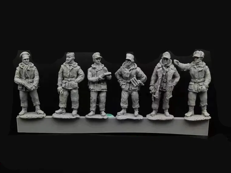 

Фигурка солдата из смолы 1/72, Вторая мировая война, зимний офицер, 6 человек, несобранный, неокрашенный, бесплатная доставка