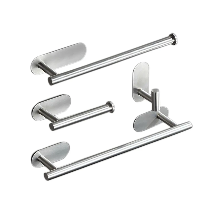 

Self Adhesive or Wall Mounted Stainless Steel Towel Rack Stainless Steel 4 Piece Bathroom Accessory Sets