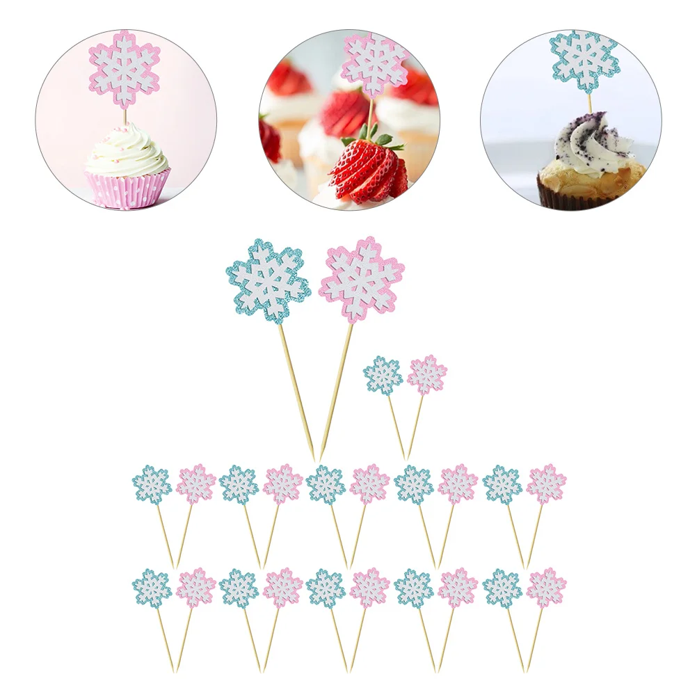 

2 Sets Cake Picks Gender Reveal Cake Decor Snowflake Cupcake Toppers Gender Reveal Party Supplies