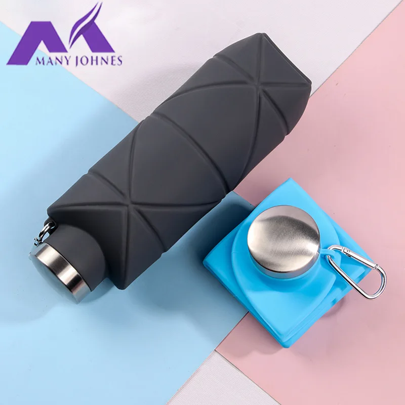 

New silicone diamond water bottle outdoor portable food grade new sports water bottle 500ml silicone folding water bottle