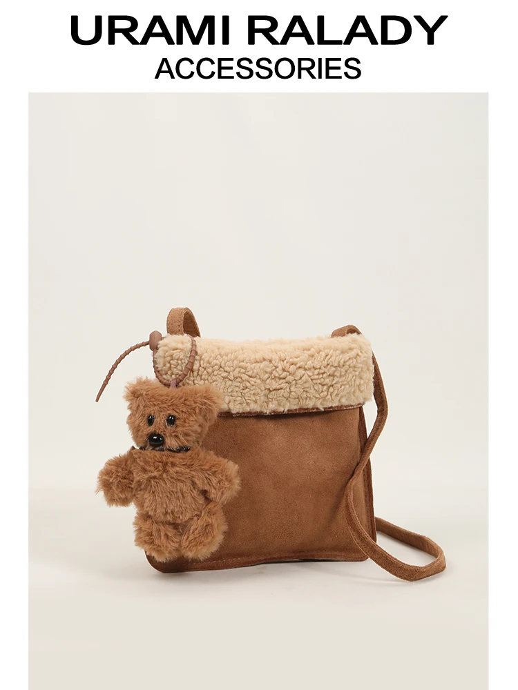 Ur осенне-зимняя милая сумка-ведро из овечьей шерсти маленькая женская сумка