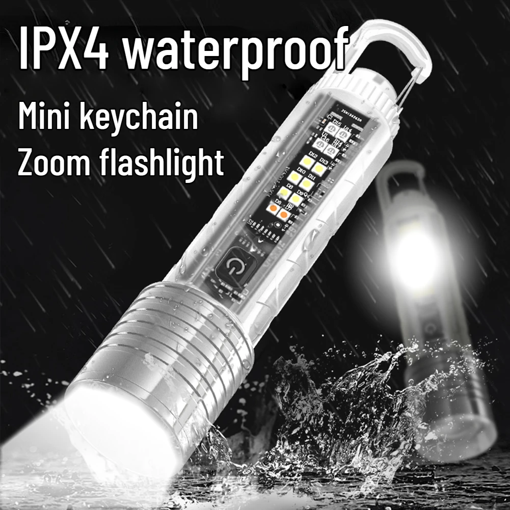 

Super Bright LED Flashlight with Strong Magnets IPX4 SOS Flash USB Rechargeable Portable Zoomable Lights Outdoor Camping Torch