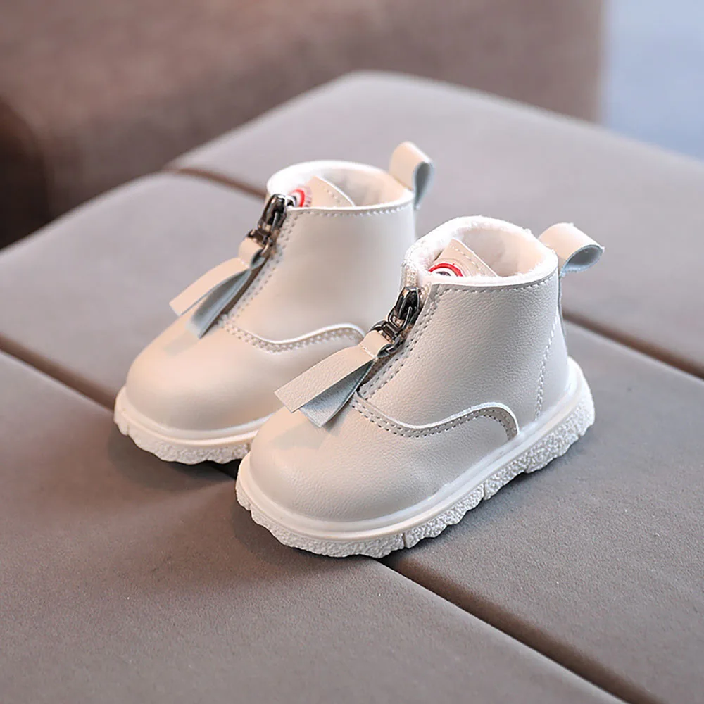 

Зимние Ботинки Martin для девочек Корейский стиль модная обувь из искусственной кожи плюшевые толстые теплые зимние ботинки обувь для малышей