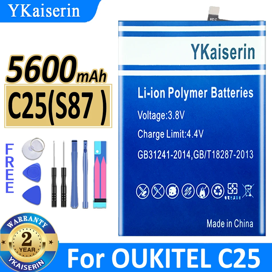 

YKaiserin C25 (S87) 5600mAh Battery For OUKITEL C25 High Capacity Batterij + Track NO