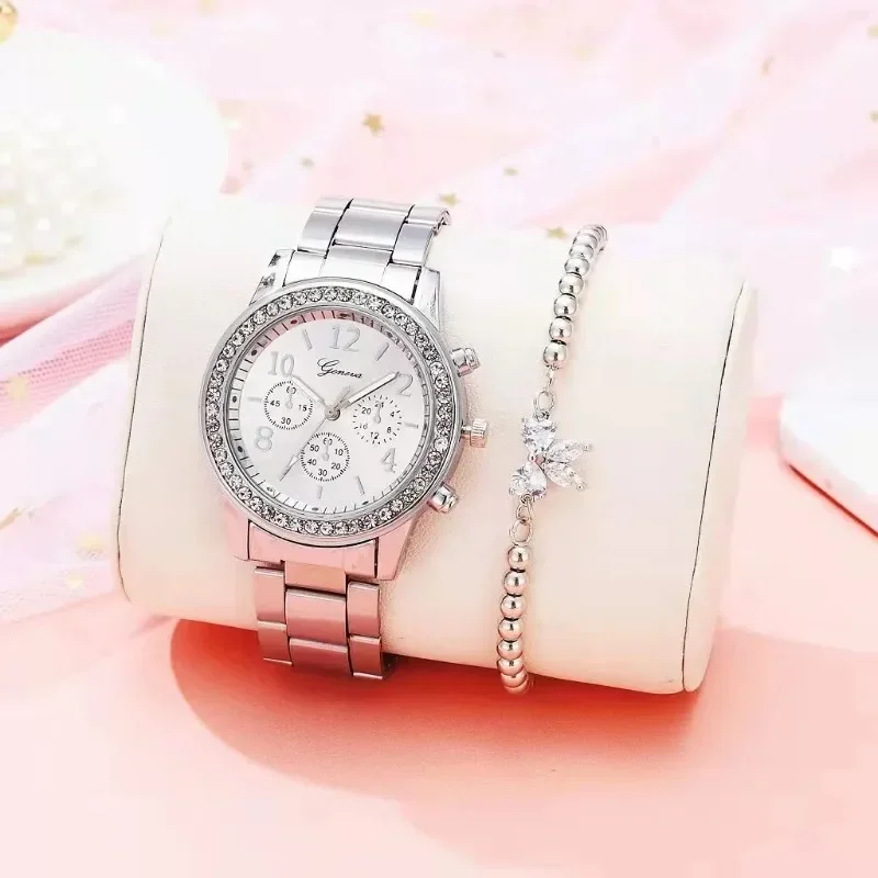 Женские часы Женева Классические со стразами модные золотые Reloj Mujer Montre Femme 시계