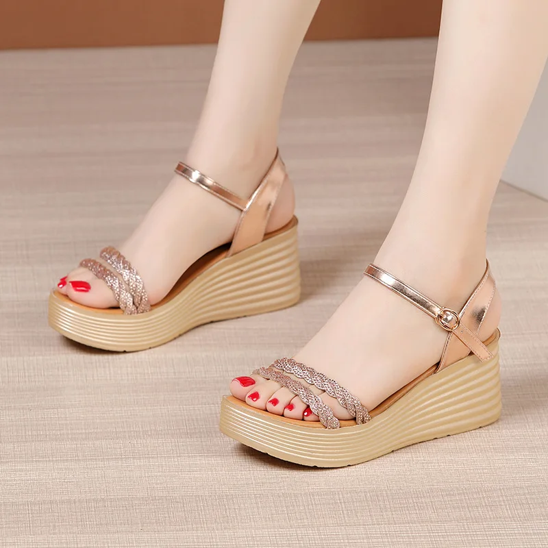

Sandalias Mujer 2022 Sandals Platform Women Ankle Strap Shoes Women Fashion High Heels Wedges Dress Party Shoes Open Toe Shoes