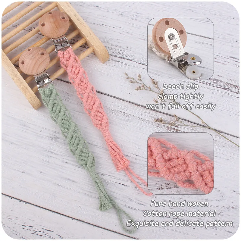 

Буковый зажим для соски-пустышки, веревка для соски-пустышки, хлопковая веревка ручной работы, цепочка для соски-пустышки, детские товары со...