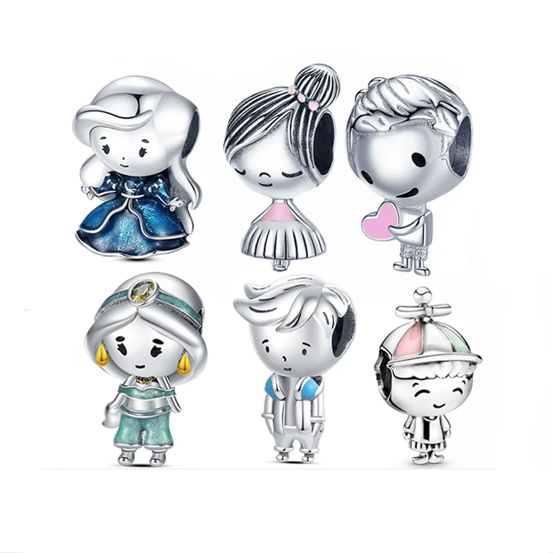 

925 Sterling Silver Little Boys&Girls Beads Charms Fit Original Pandora Bracelets Bangle For Women Jewelry Gift Making Wholesal