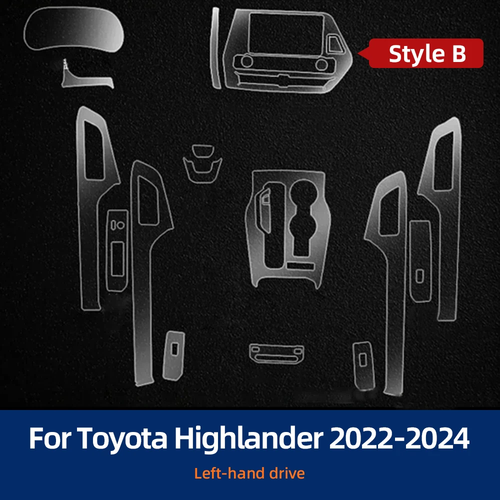 

Для Toyota Highlander 2024 2023 2022, внутренняя пленка, прозрачная ТПУ панель шестерни, центральная консоль, защитная наклейка PPF, аксессуары