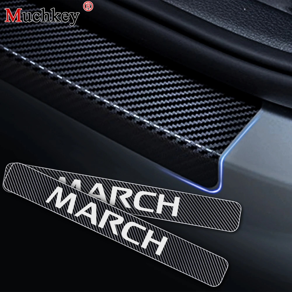 

Custom Carbon Fiber Car Scuff Plate Door Threshold Door Sill Guard Car Sticker For Nissan March Accessories Auto Part