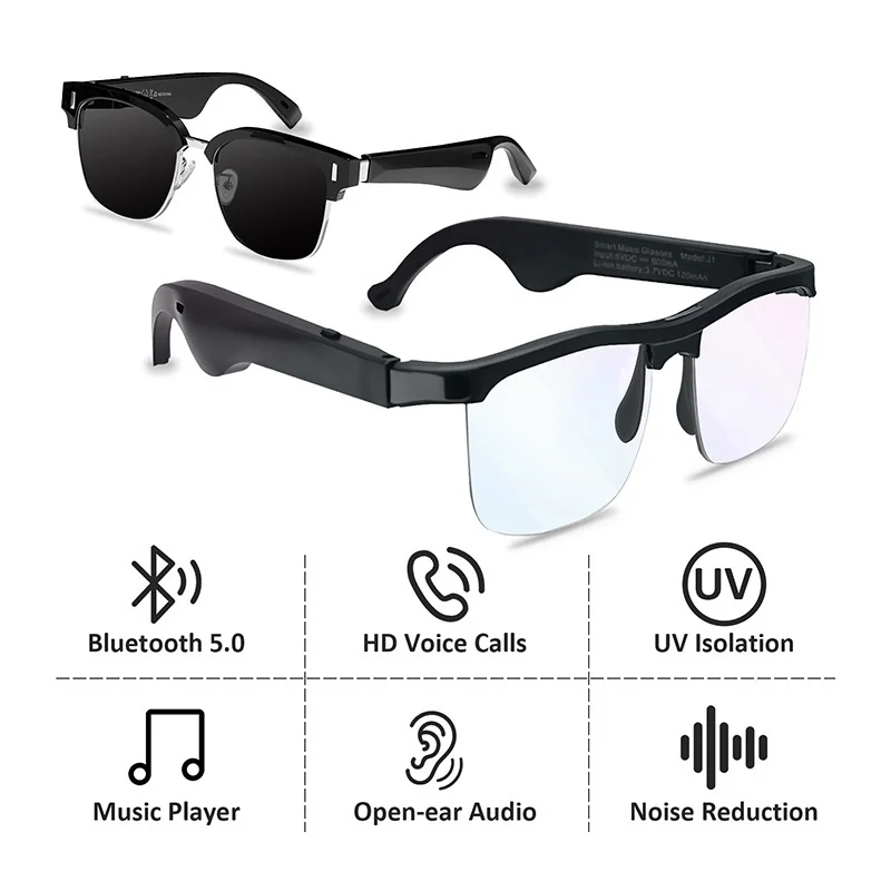 Lunettes de soleil intelligentes sans fil Bluetooth, haute technologie, casques d'écoute, mains libres, musique, appel Audio,