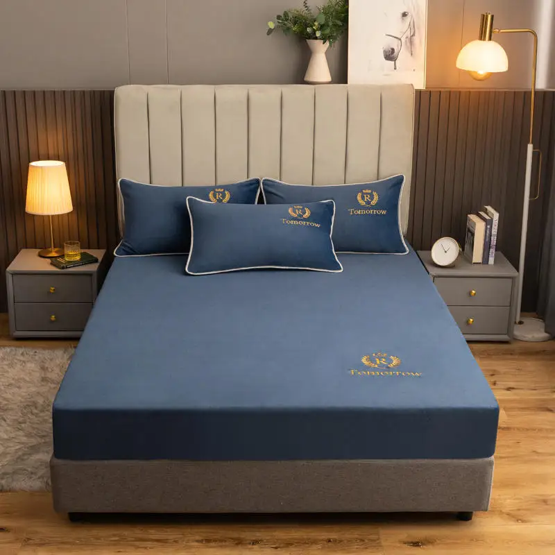 

Winter Plush Elastic Fitted Sheet Couple Double Bedspread on The Bed Linen Mattress Pad Cover 90 150 180x200 Warm Deep Pocket