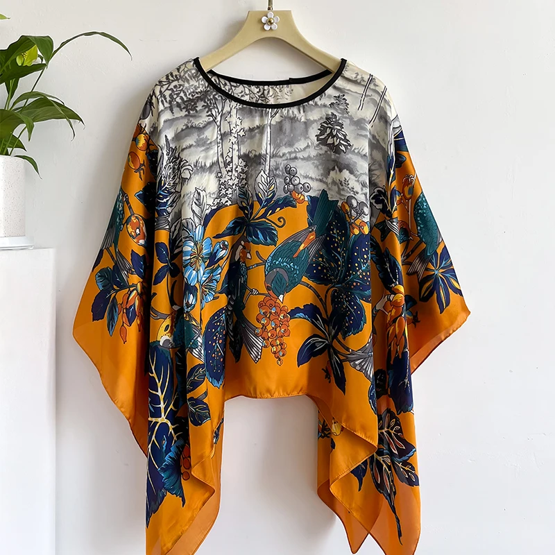 2024 Новый шелковый шарф 110x110 см роскошный брендовый дизайнерский женский модный