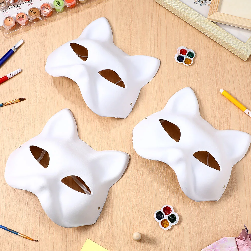 

Товары для маскарада, белая маска, женские маски с животными, «сделай сам», реквизит для Хэллоуина, бумажная маска в виде кошки для выпускного вечера