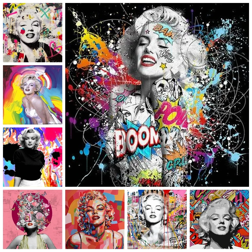 Color Graffiti Marilyn Monroe 5D Diamond Painting Full Square Round Drill Cross Stitch Rhinestones Mosaic Embroidery Home Decor